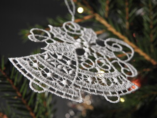 christmas tree decoration - bells made of lace