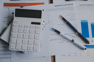 Business graphs and charts on table. Financial development, Banking Account, Statistics