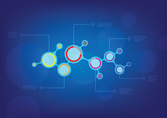 Modern infographic technology in blue skin. Abstract sci-fi, circles, line, glitch effect. Futuristic hi-tech badges. Colorful glitchy. Used for presentations, workflow layout, banner, flow chart.