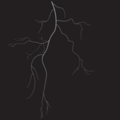 Set of zippers, thunderstorm and effect lightning.Lightning. Thunder storm realistic lightning. Magic and bright light effects. Vector Illustration isolated on transparent background