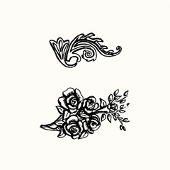 Abstract floral motives vector hand drawn