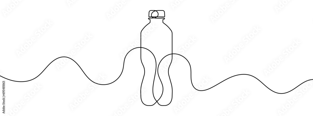 Poster continuous editable line drawing of bottle. bottle icon in one line.