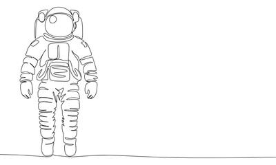 Astronaut one line continuous. Line art astronaut outline. Hand drawn vector art