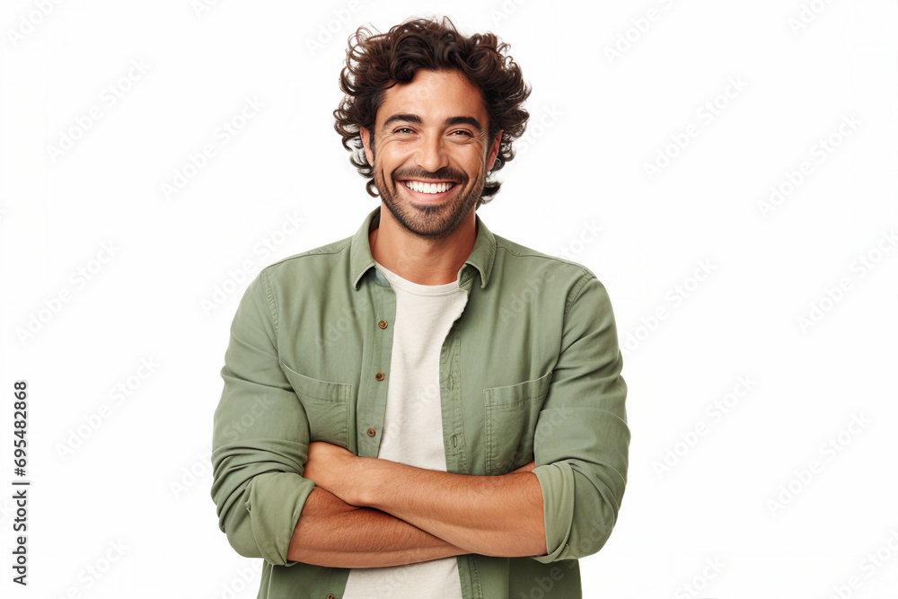 Poster generative ai picture image of attractive nice groomed guy with model appearance isolated on white b