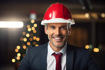 Picture of professional builder specialist celebrate new year night generative AI modern technology
