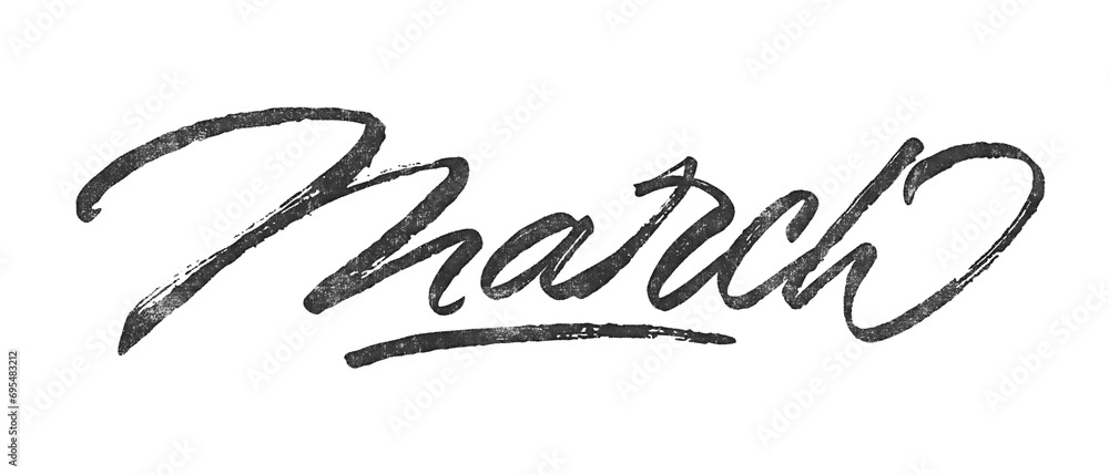 Poster month march written in brush script font with marker ink effect isolated on transparent background