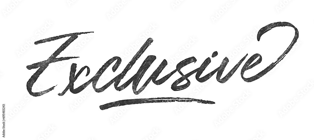 Poster word exclusive written in brush script font with marker ink effect isolated on transparent backgroun