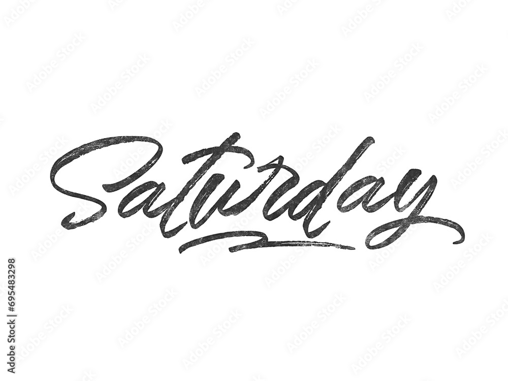 Poster weekday saturday written in brush script font with marker ink effect isolated on transparent backgro