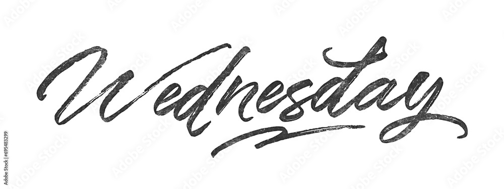 Poster weekday wednesday written in brush script font with marker ink effect isolated on transparent backgr