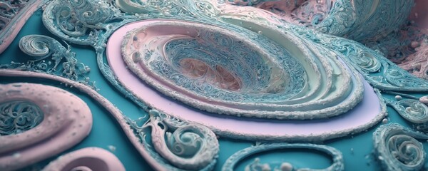 a close up of a blue and pink plate
