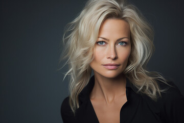 Naklejka premium Gorgeous attractive mature lady natural beauty ageing concept made by generative ai