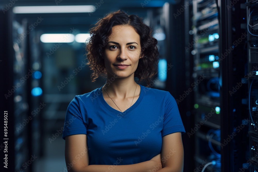 Aufkleber generative ai picture of successful it specialist working for cyber data security company