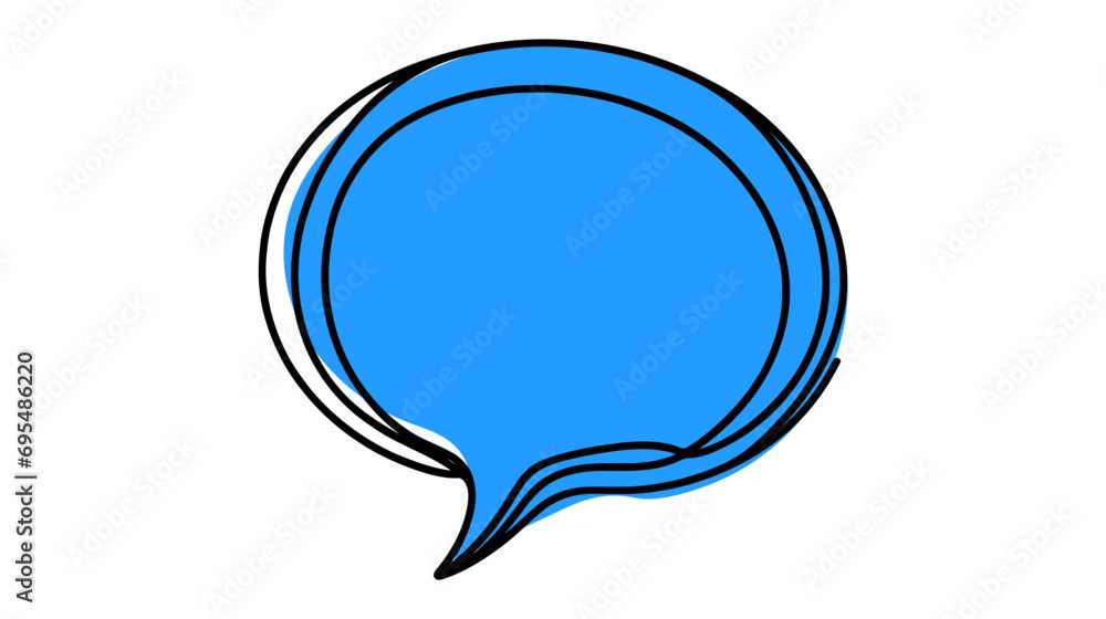 Poster speech bubble in one line drawing. dialogue chat cloud in simple linear style. editable stroke.