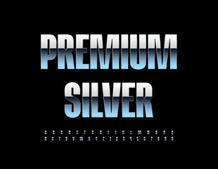 Vector Premium Silver Font. Stylish Metallic Alphabet Letters and Numbers set.