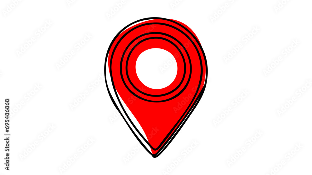 Poster location pointer continuous one line drawing. gps navigation line route mark. vector illustration is