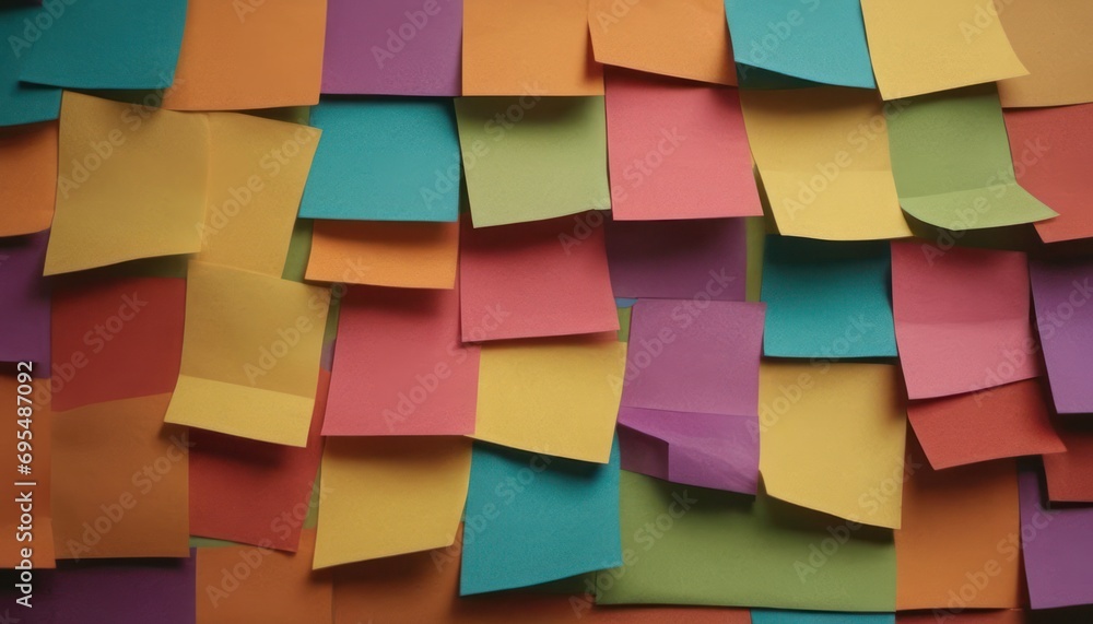 Poster a bunch of colorful pieces of paper that are stacked on top of each other with different colors of p