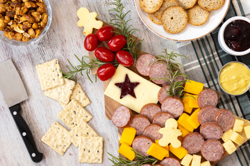 Holiday Party Food Charcuterie Board Tray On White Background