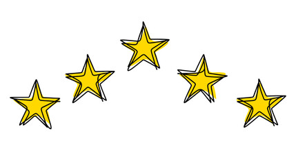 Hand draw doodle of five stars illustration in continuous line arts style vector