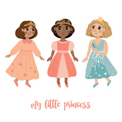 A charming vector illustration of a princess, perfect for a children's room poster.