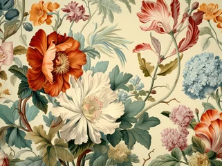 Foto auf Leinwand Design flower wallpaper pattern vintage nature floral background background art seamless © VICHIZH