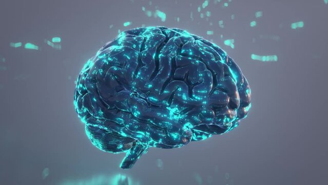 AI Artificial intelligence digital brain. 3D render animation
