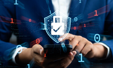 Cyber security network and privacy Data protection concepts, User protect personal information on...