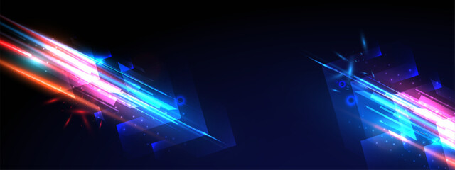 Abstract futuristic speed background with glowing light effect.Vector illustration. © kanpisut