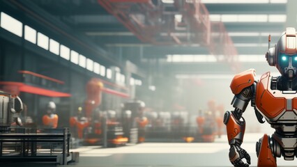 ai robot factory cinematic wallpaper