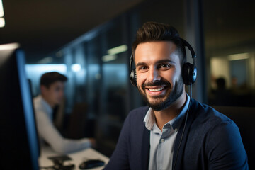 Naklejka premium Successful Male Female Data Center IT Specialist Computer technologies Generative AI picture