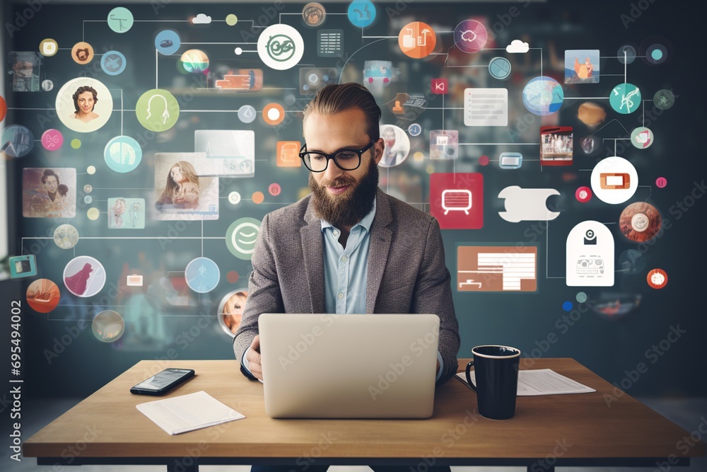 Poster this impactful and realistic photo showcases the power of data-driven marketing strategies. an indiv