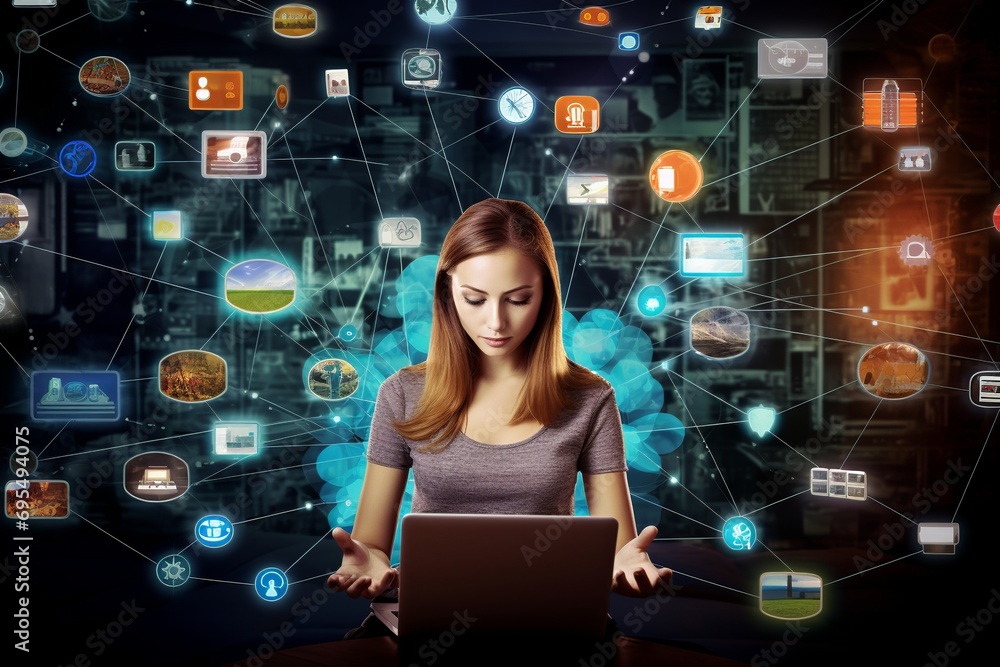Poster this impactful and realistic photo showcases the power of data-driven marketing strategies. an indiv