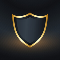 golden metallic security shield badge design vector