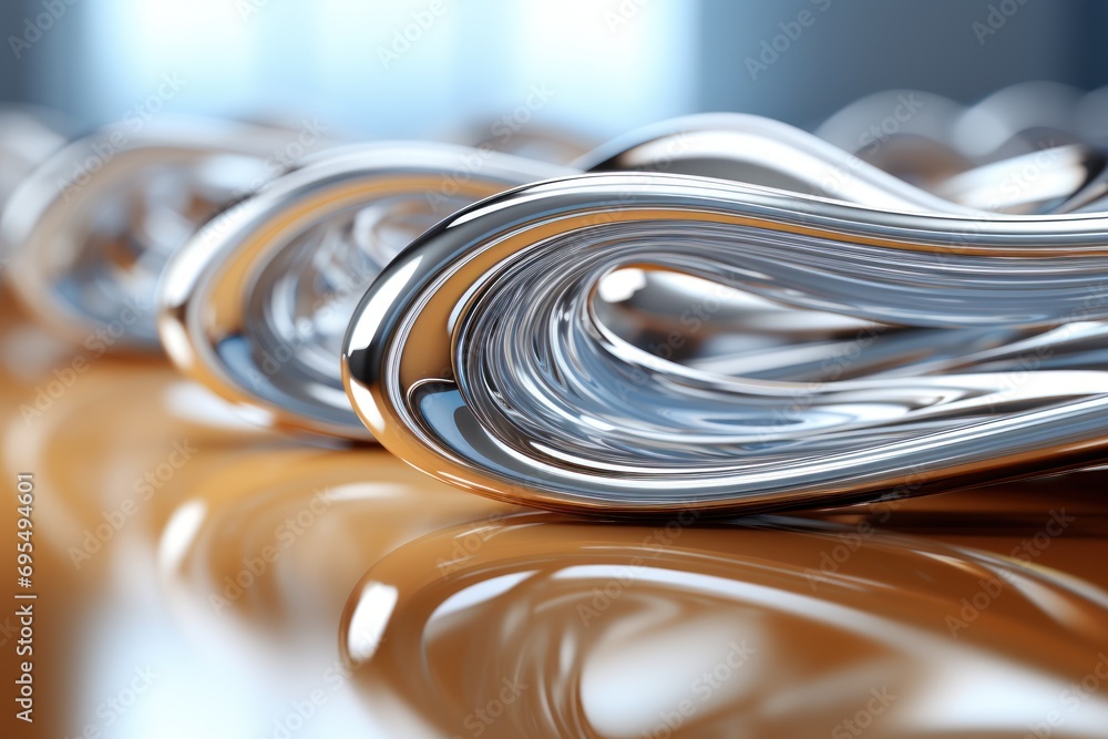 Aufkleber a close up of a metal object on a table with a blurry image of the top part of the object and the bo