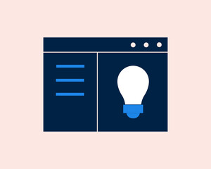 a web browser and a light bulb in it . Vector illustration in flat style design.	