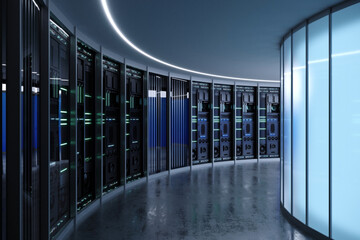 Concept interior of a data center or server