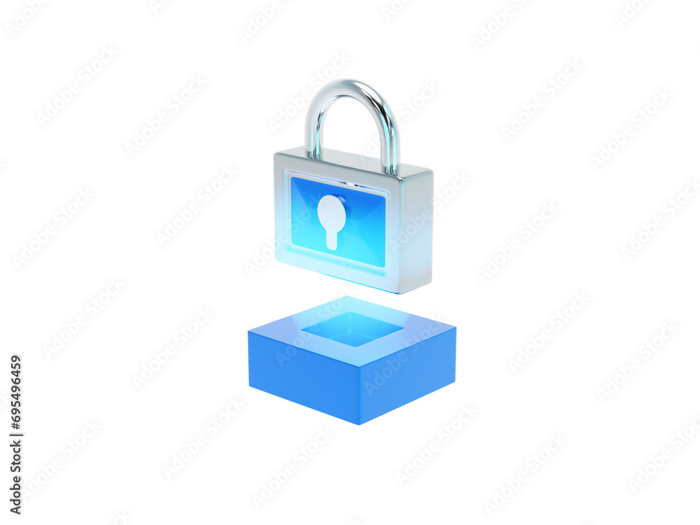 Poster padlock 3d icon isolated on transparent background