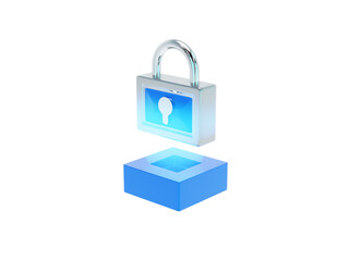 Padlock 3d icon isolated on transparent background