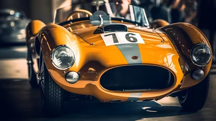 Foto auf Acrylglas Stockholm Front view of a vintage race car at the Oldtimer Show in Stockholm.
