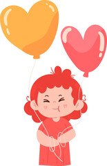 Valentine's day, cute child, heart, love, sweet, cute, illustration elements