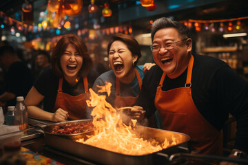 Chinese Family Celebrating the Chinese Lunar New Year 2024, Generations United in a Culinary Journey of Tradition and Love - obrazy, fototapety, plakaty