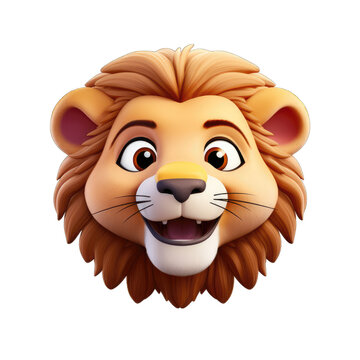 Memoji happy lion isolated on transparent and white background. PNG transparent, emoji