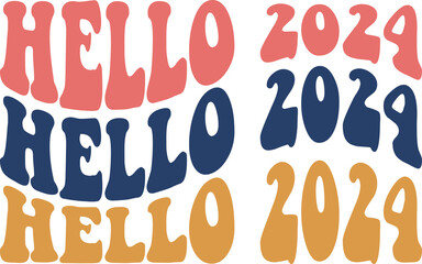 New Year 2024 text design for T-shirts and apparel on plain white transparent isolated background for shirt, hoodie, sweatshirt, card, tag, mug, icon, logo or badge