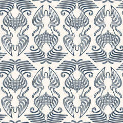 Black and white seamless pattern with arabesques  in a retro style.