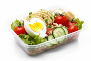 lunchbox with healthy food  isolated on transparent background, png file