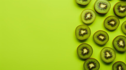 Slices of kiwi fruit on kiwi background. isolated background