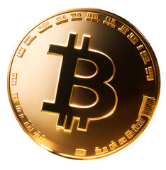 Moeda de Bitcoin. Criptomoeda BTC dourada - dinheiro eletrônico.