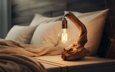 Bedside DIY wood lamp