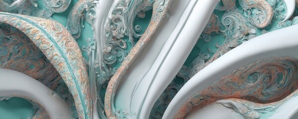 a close up of a sculpture with a blue and orange swirl