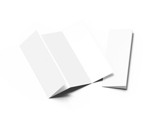 Blank accordion 4 panel fold US letter size leaflet render on transparent background 