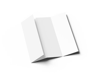 Blank accordion 4 panel fold US letter size leaflet render on transparent background 